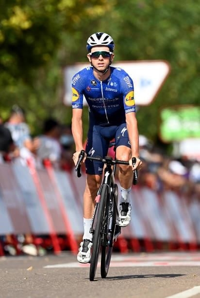 James Knox of United Kingdom and Team Deceuninck - Quick-Step crosses the finishing line during the 76th Tour of Spain 2021, Stage 13 a 203,7km stage...