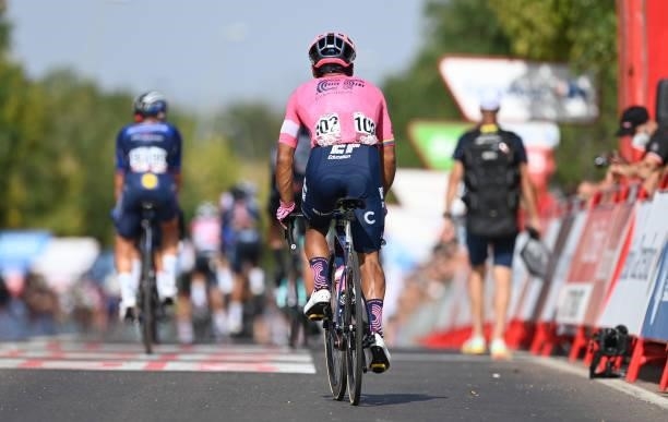 Detailed view of Jonathan Klever Caicedo Cepeda of Ecuador and Team EF Education - Nippo after the 76th Tour of Spain 2021, Stage 13 a 203,7km stage...