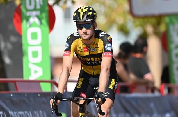 Lennard Hofstede of Netherlands and Team Jumbo - Visma crosses the finishing line during the 76th Tour of Spain 2021, Stage 13 a 203,7km stage from...