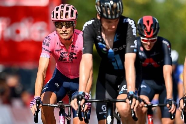 Magnus Cort Nielsen of Denmark and Team EF Education - Nippo crosses the finishing line during the 76th Tour of Spain 2021, Stage 13 a 203,7km stage...