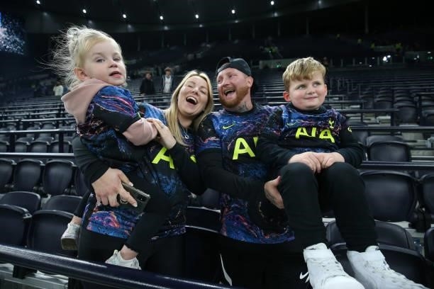 Tottenham Hotspur fans during the UEFA Conference League Play-Offs Leg Two match between Tottenham Hotspur and Pacos de Ferreira at on August 26,...