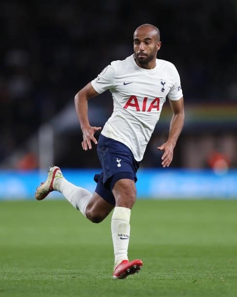 Lucas Moura of Tottenham Hotspur during the UEFA Conference League Play-Offs Leg Two match between Tottenham Hotspur and Pacos de Ferreira at on...