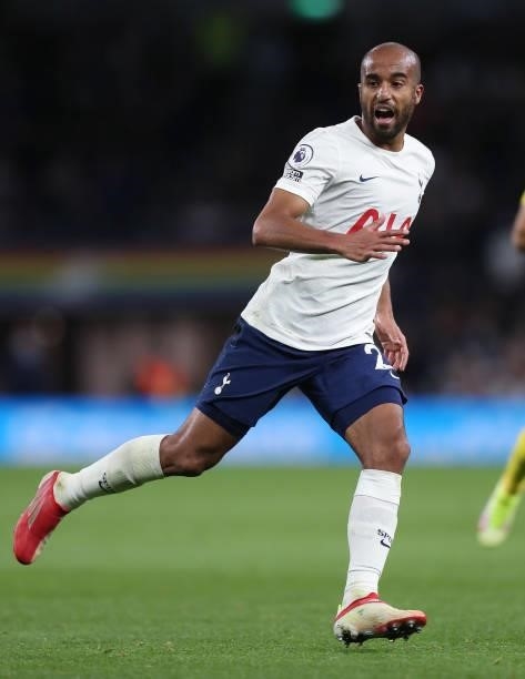 Lucas Moura of Tottenham Hotspur during the UEFA Conference League Play-Offs Leg Two match between Tottenham Hotspur and Pacos de Ferreira at on...