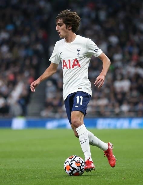 Bryan Gil of Tottenham Hotspur during the UEFA Conference League Play-Offs Leg Two match between Tottenham Hotspur and Pacos de Ferreira at on August...