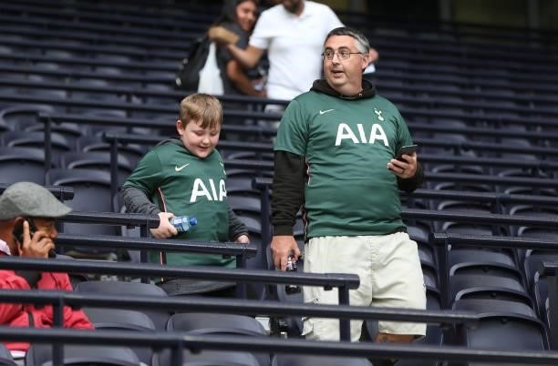 Tottenham Hotspur fans during the UEFA Conference League Play-Offs Leg Two match between Tottenham Hotspur and Pacos de Ferreira at on August 26,...