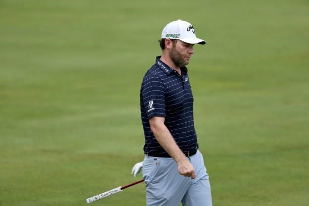 Branden Grace of South Africa walks on the seventh hole during the second round of the BMW Championship at Caves Valley Golf Club on August 27, 2021...