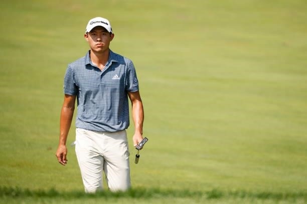 Collin Morikawa of the United States walks on the first hole during the second round of the BMW Championship at Caves Valley Golf Club on August 27,...