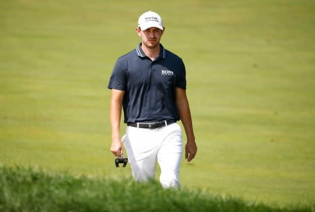 Patrick Cantlay of the United States walks on the first hole during the second round of the BMW Championship at Caves Valley Golf Club on August 27,...