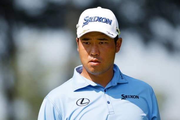 Hideki Matsuyama of Japan looks on during the second round of the BMW Championship at Caves Valley Golf Club on August 27, 2021 in Owings Mills,...