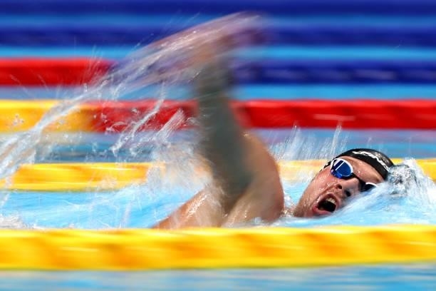 Ihar Boki of Team Belarus competes in the men’s 400m freestyle - S11 final on day 3 of the Tokyo 2020 Paralympic Games at Tokyo Aquatics Centre on...
