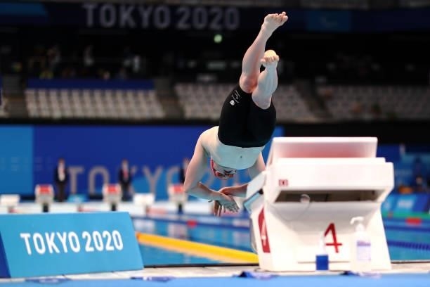 Jordan Catchpole of Team Great Britain competes in the Men's 200m Freestyle S14 final 1on day 3 of the Tokyo 2020 Paralympic Games at the Tokyo...