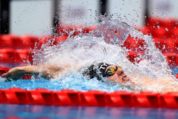 Robert Griswold of Team United States competes on his way to winning a gold medal and setting a world record during the men's 100m backstroke - S8...
