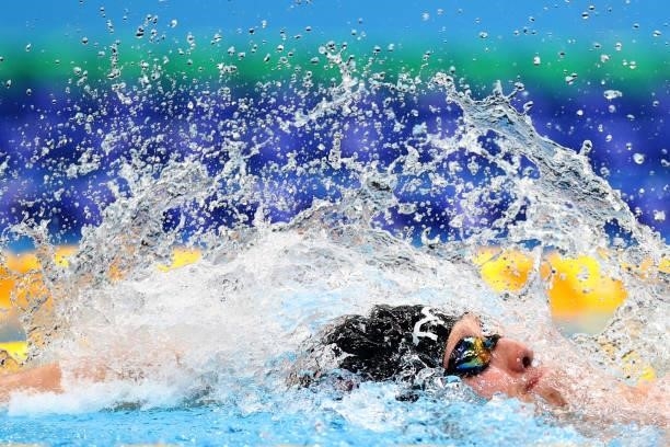 Robert Griswold of Team United States competes on his way to winning a gold medal and setting a world record during the men's 100m backstroke - S8...