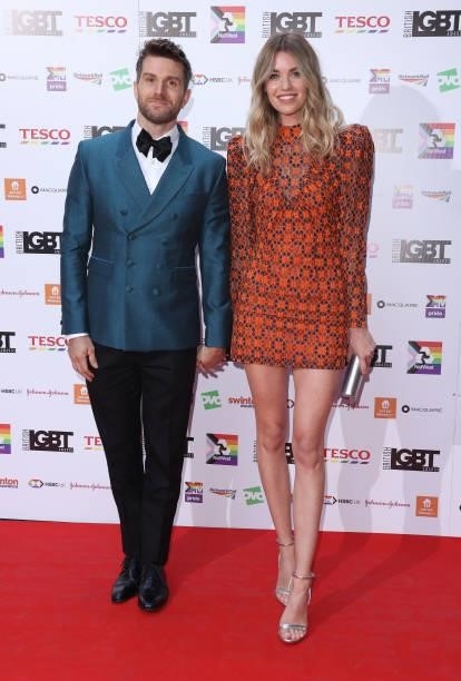 Joel Dommett and Hannah Cooper attend the British LGBT Awards 2021 at The Brewery on August 27, 2021 in London, England.