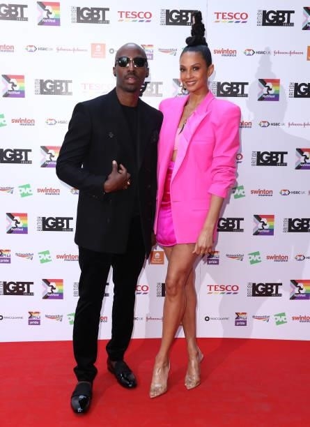 Azuka Ononye and Alesha Dixon attend the British LGBT Awards 2021 at The Brewery on August 27, 2021 in London, England.