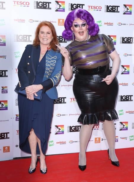 Sarah, Duchess of York, Lawrence Chaney attend the British LGBT Awards 2021 at The Brewery on August 27, 2021 in London, England.
