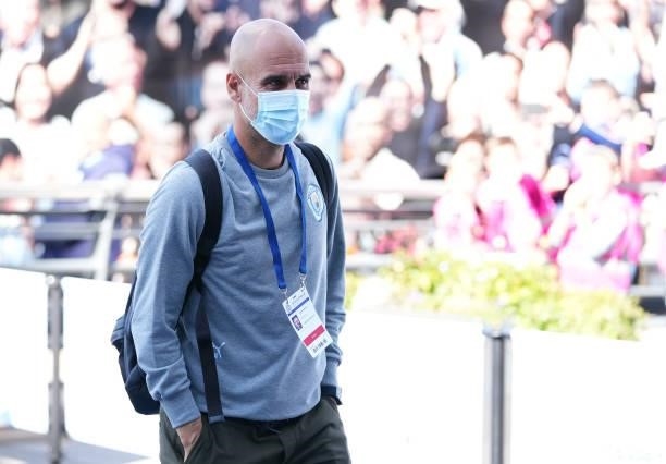 Pep Guardiola, Manager of Manchester City arrives at the stadium prior to the Premier League match between Manchester City and Arsenal at Etihad...