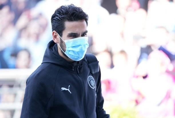 Ilkay Gundogan of Manchester City arrives at the stadium prior to the Premier League match between Manchester City and Arsenal at Etihad Stadium on...