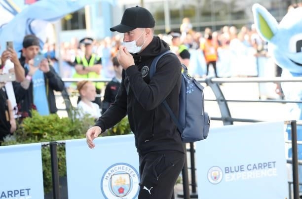 Jack Grealish of Manchester City arrives at the stadium prior to the Premier League match between Manchester City and Arsenal at Etihad Stadium on...