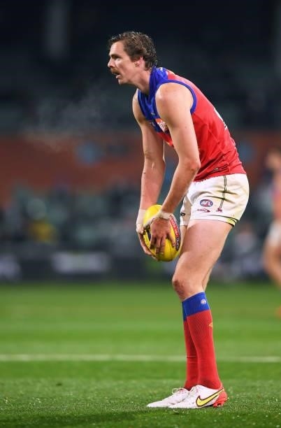 Joe Daniher of the Lions during the AFL First Qualifying Final match between Melbourne Demons and Brisbane Lions at Adelaide Oval on August 28, 2021...
