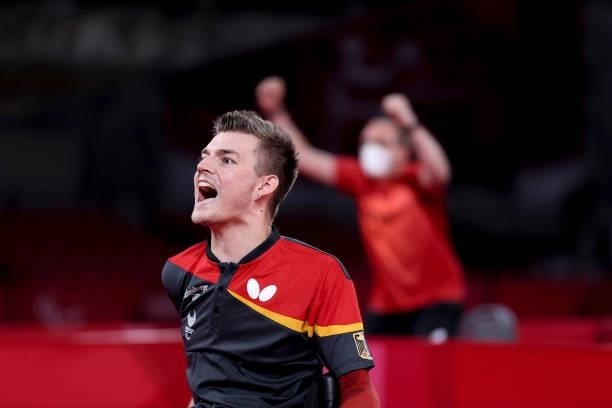 Thomas Schmidberger of Team Germany reacts during the Table Tennis Men's Singles Class 3 Gold Medal Match against Panfeng Feng of Team China on day 4...