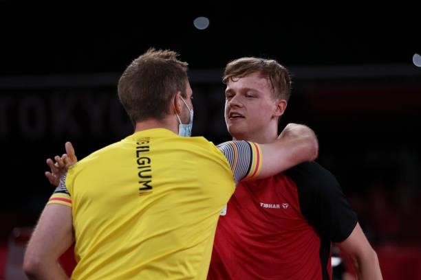 Laurens Devos of Team Belgium celebrates after winning the Table Tennis Men's Singles Class 3 Gold Medal Match against Lin Ma of Team Australia...