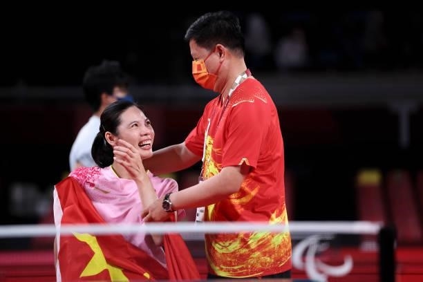 Jing Liu of Team China celebrates after winning the Table Tennis Women's Singles - Classes 1-2 Gold Medal Match against Su Yeon Seo of Team Republic...
