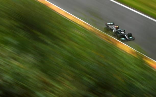 Valtteri Bottas of Finland driving the Mercedes AMG Petronas F1 Team Mercedes W12 during qualifying ahead of the F1 Grand Prix of Belgium at Circuit...