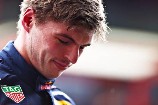 Pole position qualifier Max Verstappen of Netherlands and Red Bull Racing looks on in parc ferme during qualifying ahead of the F1 Grand Prix of...