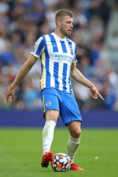 Adam Webster of Brighton & Hove Albion on the ball during the Premier League match between Brighton & Hove Albion and Everton at American Express...