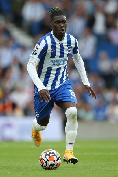 Yves Bissouma of Brighton & Hove Albion on the ball during the Premier League match between Brighton & Hove Albion and Everton at American Express...