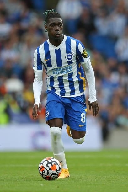 Yves Bissouma of Brighton & Hove Albion on the ball during the Premier League match between Brighton & Hove Albion and Everton at American Express...