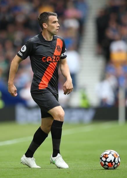 Seamus Coleman of Everton on the ball during the Premier League match between Brighton & Hove Albion and Everton at American Express Community...