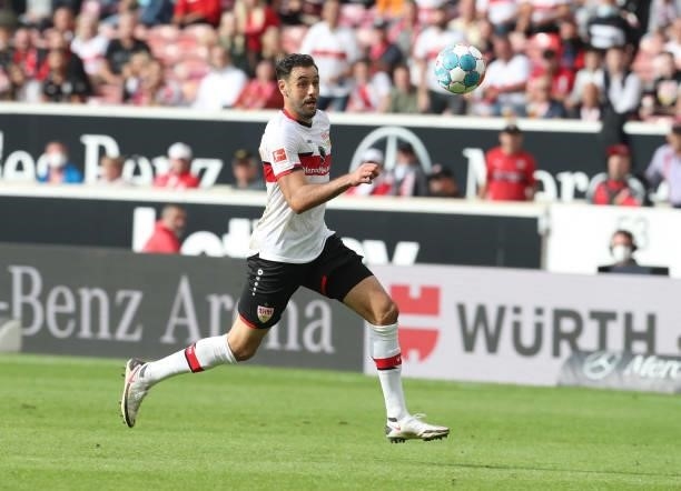 Hamadi Al Ghaddioui of VfB Stuttgart controls the ball during the Bundesliga match between VfB Stuttgart and Sport-Club Freiburg at Mercedes-Benz...