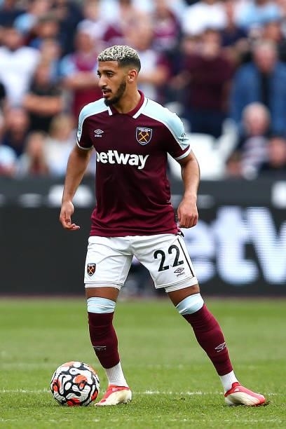 Said Benrahma or West Ham during the Premier League match between West Ham United and Crystal Palace at London Stadium on August 28, 2021 in London,...