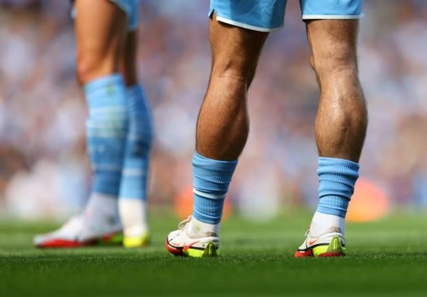 The calves of Jack Grealish of Manchester City during the Premier League match between Manchester City and Arsenal at Etihad Stadium on August 28,...