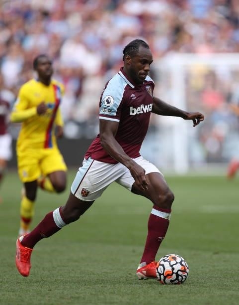Michail Antonio of West Ham United in action during the Premier League match between West Ham United and Crystal Palace at London Stadium on August...