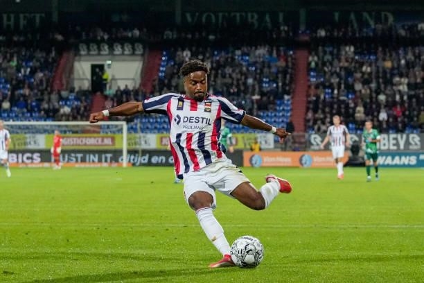 Kwasi Wriedt of Willem II during the Dutch Eredivisie match between Willem II and PEC Zwolle at Koning Willem II Stadion on August 28, 2021 in...