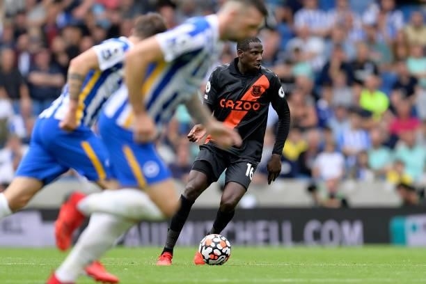 Abdoulaye Doucoure of Everton on the ball during the Premier League match between Brighton & Hove Albion and Everton at American Express Community...