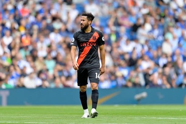 Andros Townsend of Everton during the Premier League match between Brighton & Hove Albion and Everton at American Express Community Stadium on August...