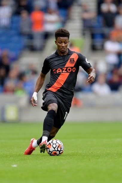 Demarai Gray of Everton on the ball during the Premier League match between Brighton & Hove Albion and Everton at American Express Community Stadium...