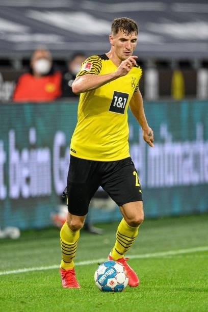 Thimas Meunier of Dortmund runs with the ball during the Bundesliga match between Borussia Dortmund and TSG Hoffenheim at Signal Iduna Park on August...