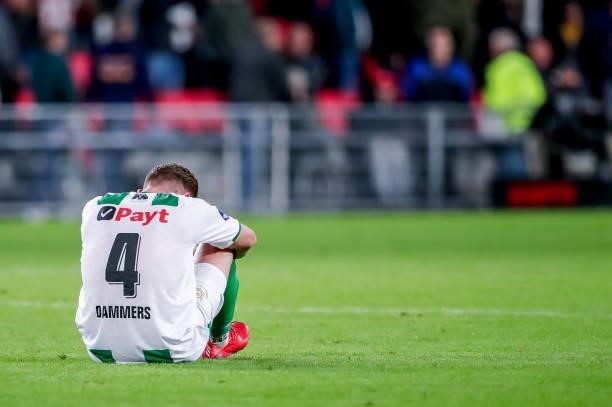 Wessel Dammers of FC Groningen is disappointed about the lose during the Dutch Eredivisie match between PSV and FC Groningen at Philips Stadion on...