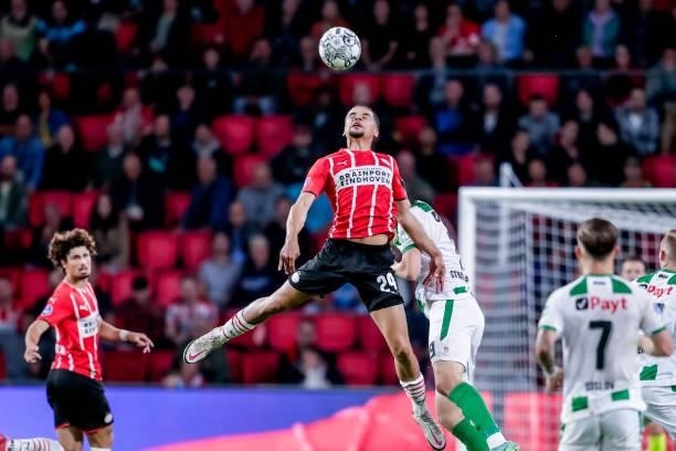 Armando Obispo of PSV during the Dutch Eredivisie match between PSV and FC Groningen at Philips Stadion on August 28, 2021 in Eindhoven, Netherlands.