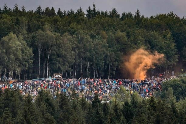 Supporters of Max Verstappen, Red Bull, celebrating the pole position during the F1 Rolex Belgian Grand Prix Qualifying 2021 at Circuit de...