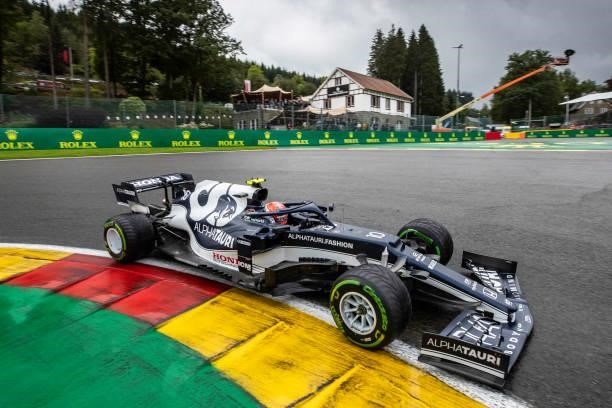 Pierre Gasly of France driving the Scuderia AlphaTauri AT02 Honda during qualifying for the F1 Rolex Belgian Grand Prix 2021 at Circuit de...
