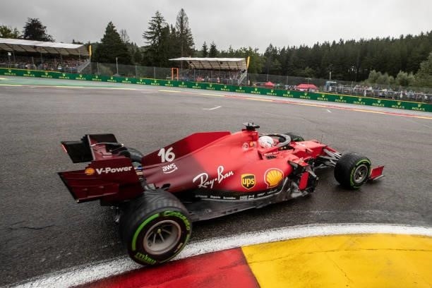 Charles Leclerc, driving the Scuderia Ferrari SF21 during the F1 Rolex Belgian Grand Prix 2021 at Circuit de Francorchamps on August 28, 2021 in...
