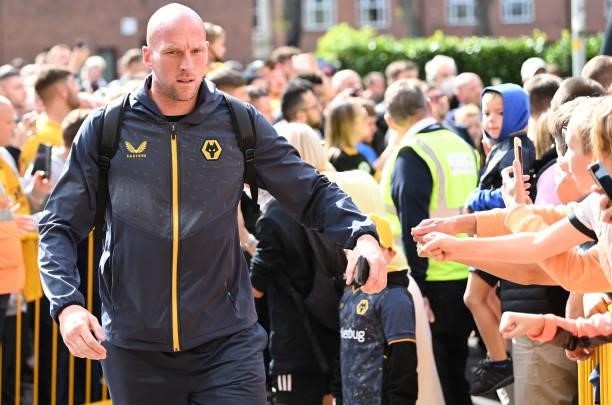 John Ruddy of Wolverhampton Wanderers arrives ahead of the Premier League match between Wolverhampton Wanderers and Manchester United at Molineux on...