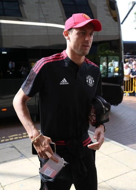 Nemanja Matic of Manchester United arrives ahead of the Premier League match between Wolverhampton Wanderers and Manchester United at Molineux on...