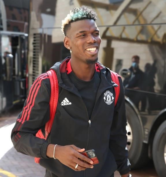 Paul Pogba of Manchester United arrives ahead of the Premier League match between Wolverhampton Wanderers and Manchester United at Molineux on August...